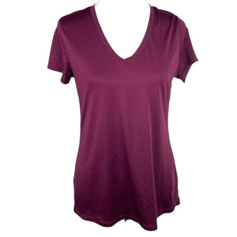 Champion Athletic V Neck Short Sleeve T Shirt Burgundy Size Large